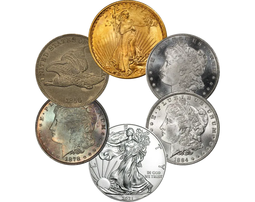 Different Silver and Gold Coins