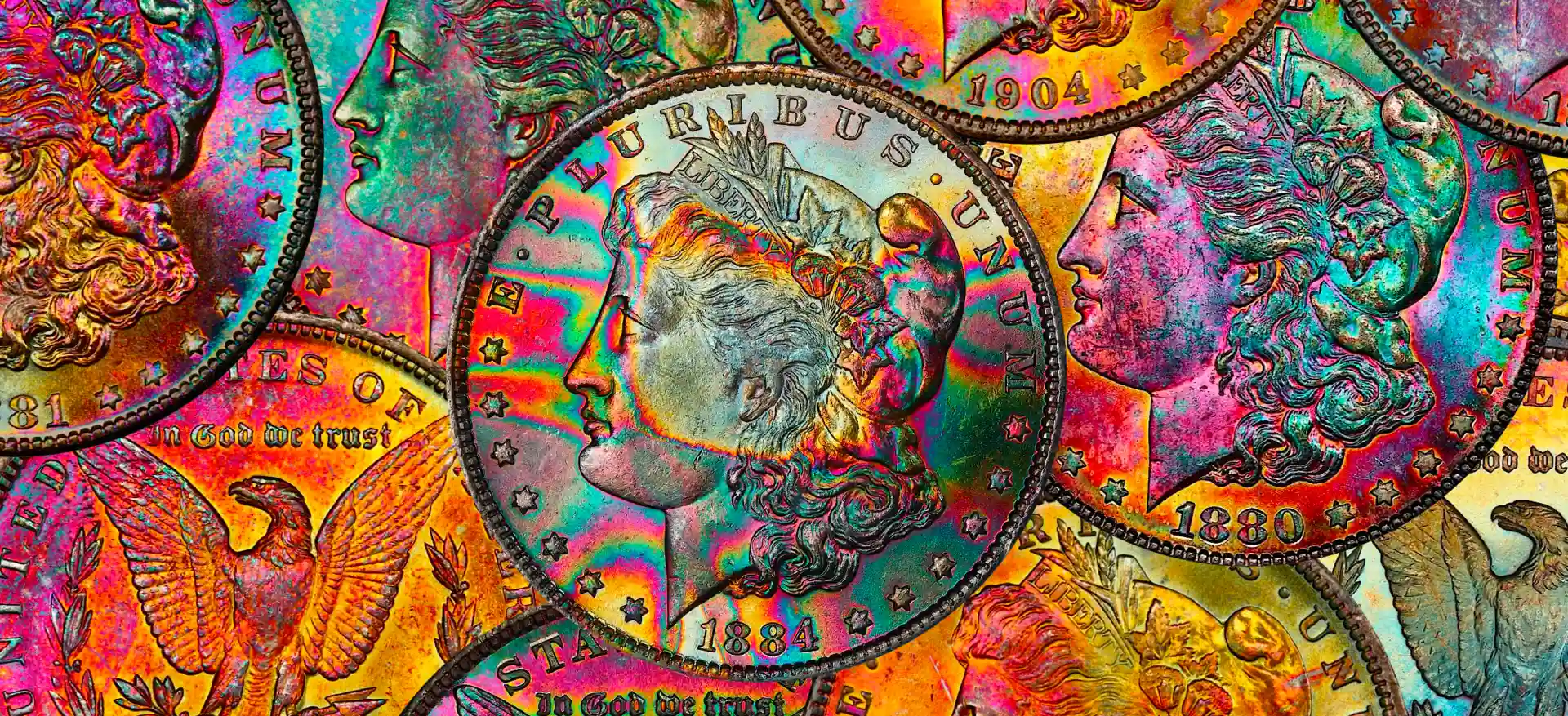Raibow Toned Coins Background